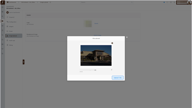 Locate the image that will be used for the background, then select a file from upload menu